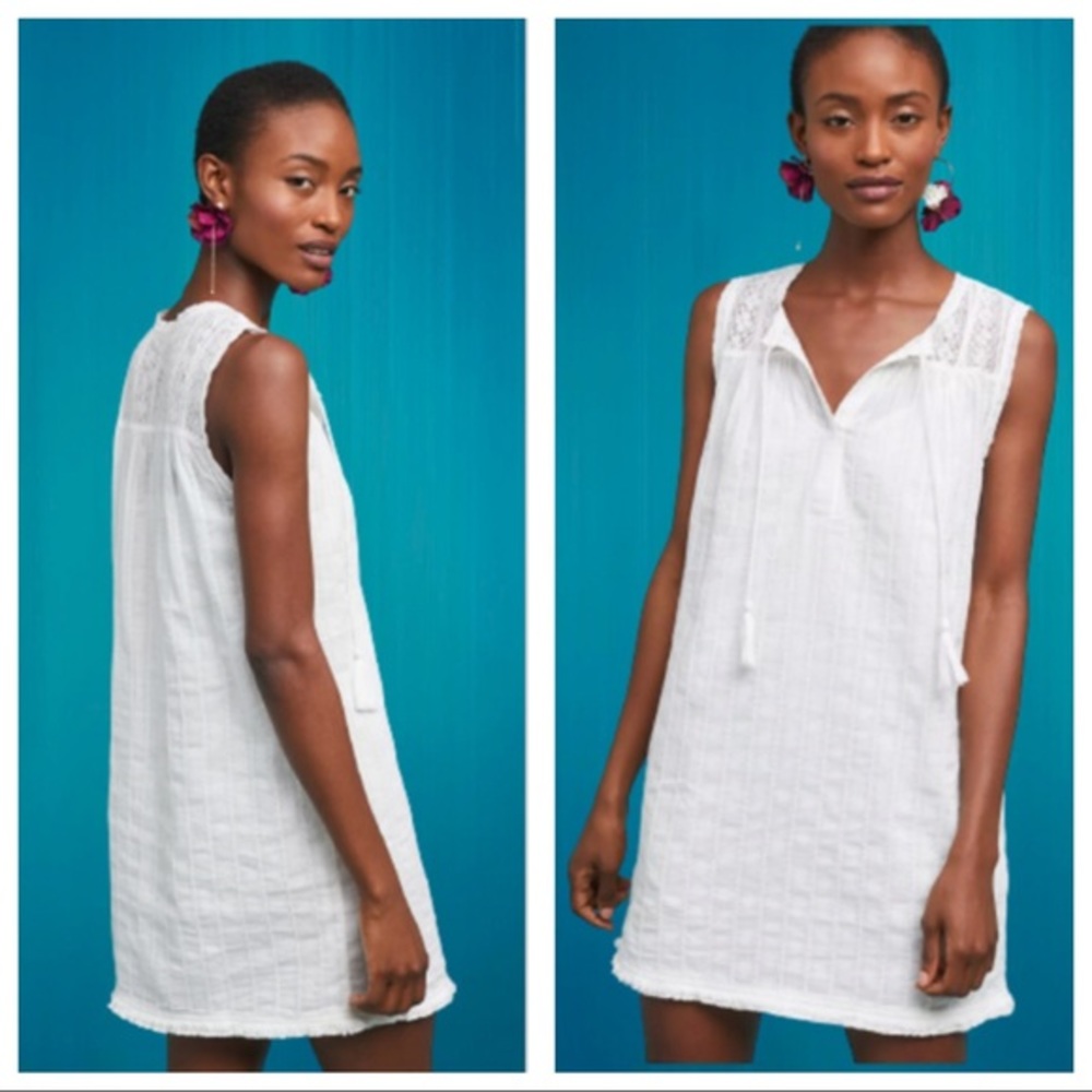 Anthropologie Michael Stars Lace Mix Shift Dress with Tassels and Fringe Medium